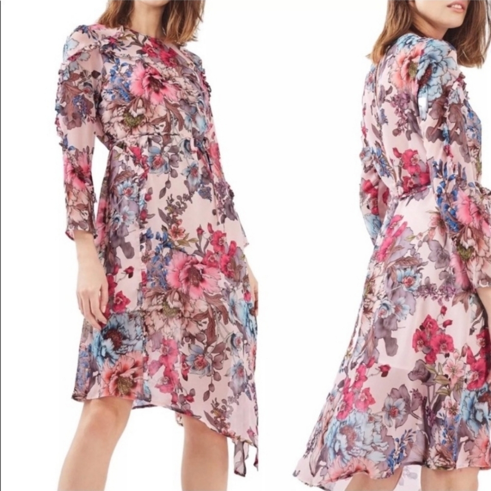 Topshop NWT Asymmetrical Floral Dress, sz 6